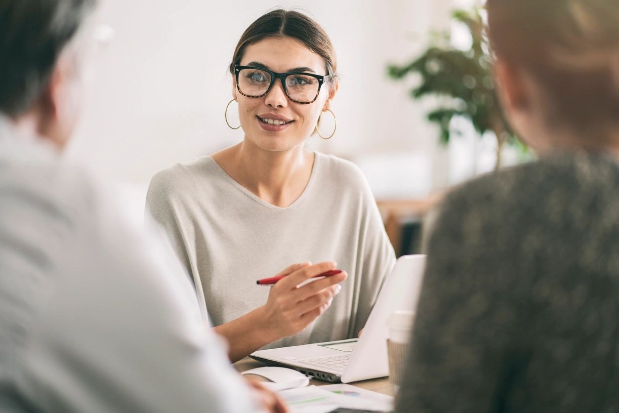 Woman in collaborative meeting